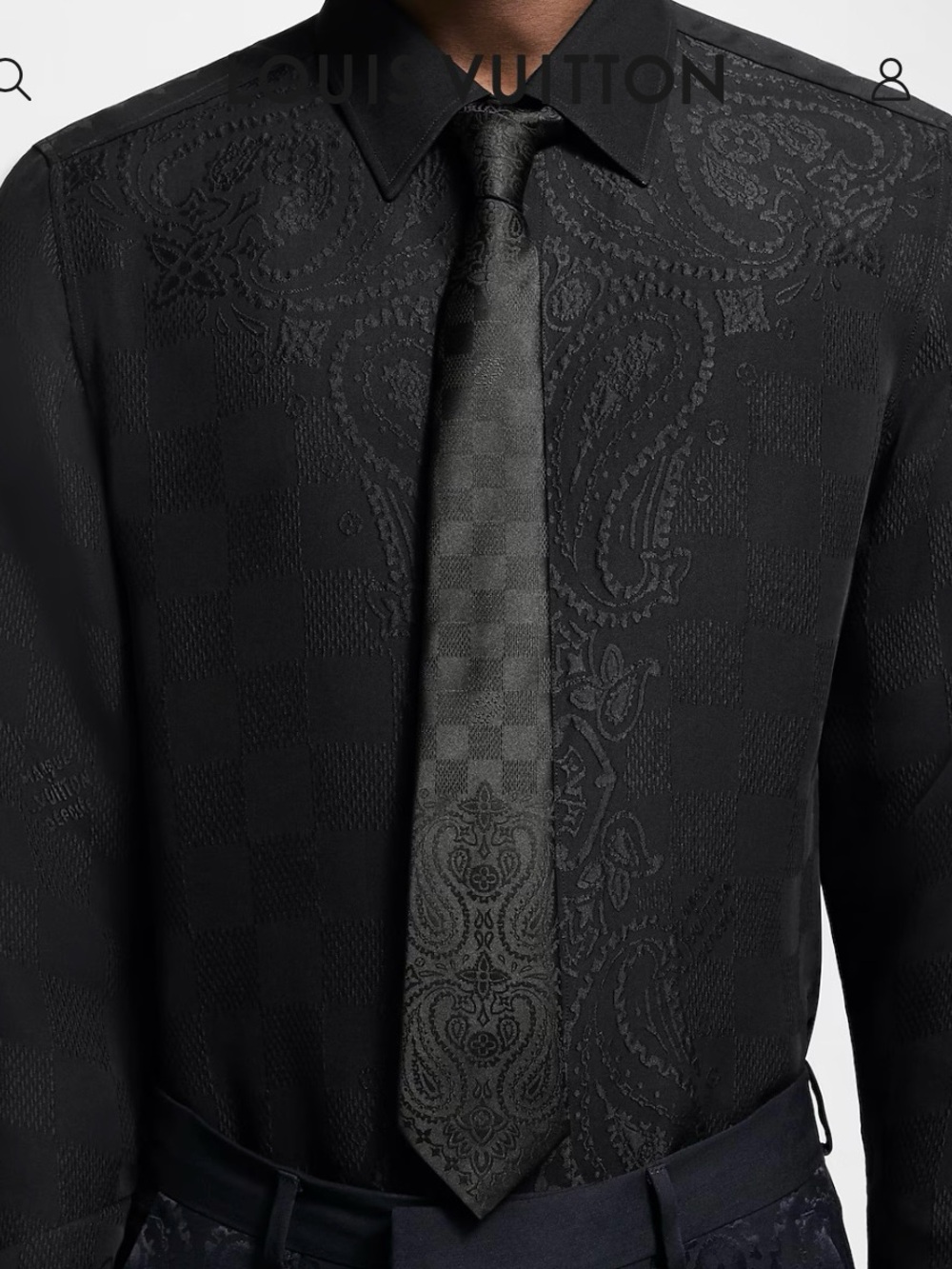 Louis Vuitton Black Damier Bandana Paisley Tie